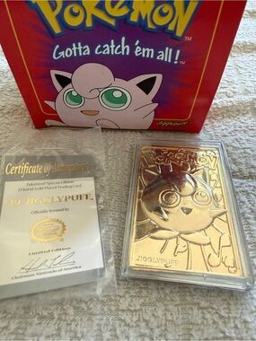 Vintage 1999 Burger King Pokémon 23k Gold Jigglypuff Card Boxed Set Complete